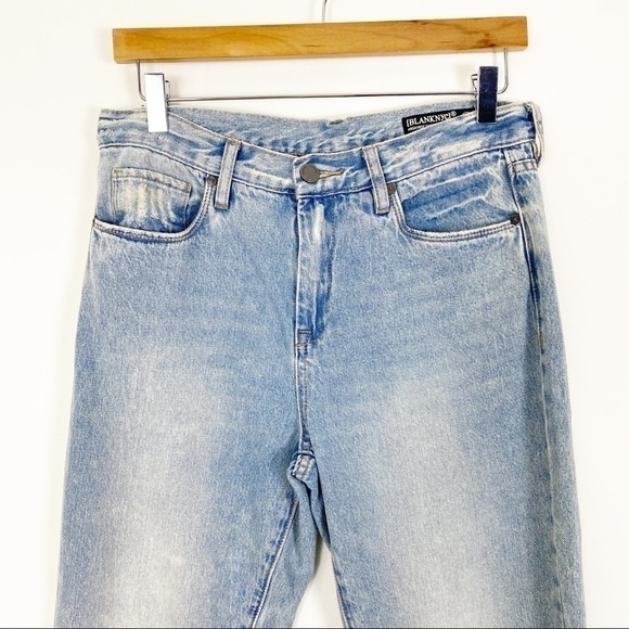 BLANKNYC High Rise Tapered Lace Up Jeans Distressed Raw Hem Hi Waisted Size 28 - Picture 3 of 9
